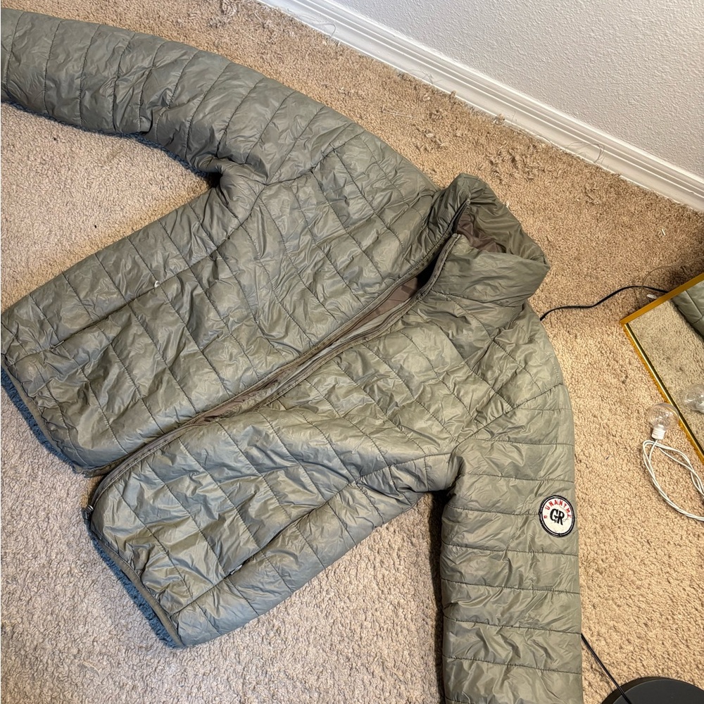 Green bomber style jacket